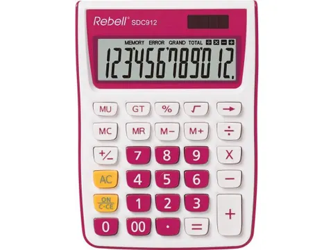 Calculator Rebell-SDC912PK-BX wit-roze desktop