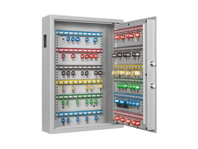 sleutelkast,120haak,HxBxD 630x460x130mm,romp RAL7035,front RAL7035