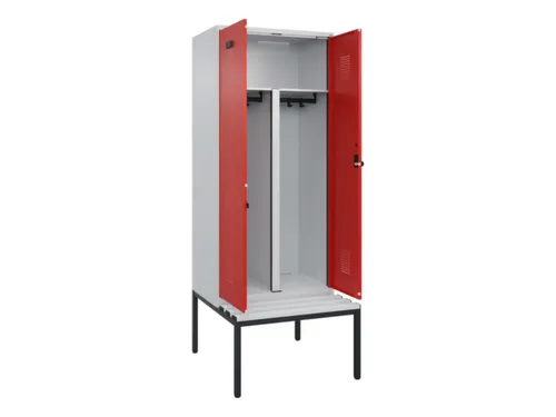 PBM-locker met bank,HxBxD 2120x800x815mm,2vak,vak B 400mm,draaigrendel