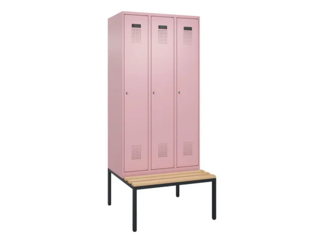 locker met bank,voor scheiding van kleding,HxBxD 2120x900x815mm,3vak