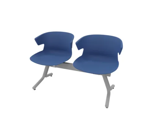 Wachtkamerbank 2Zittingen Kunststof Kuipen Blauw Frame Antraciet