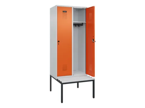 locker met bank,HxBxD 2120x800x815mm,2vak,vak B 400mm,draaigrendel