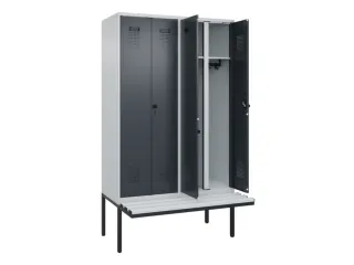 locker met bank,voor scheiding van kleding,HxBxD 2120x1200x815mm,4vak - 1