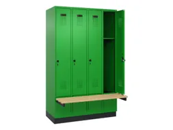 locker met bank,HxBxD 1950x1200x815mm,4vak,vak B 300mm,draaigrendel