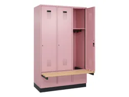 locker met bank,HxBxD 1950x1200x815mm,3vak,vak B 400mm,cilinderslot