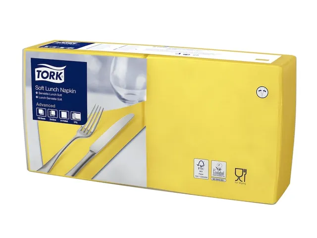 Tork 477862 Soft Lunchservet Advanced Geel 33x33cm