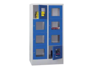 lockerkast,HxBxD 1518x800x500mm,2x4vakken,RAL7035,front RAL6011 - 1