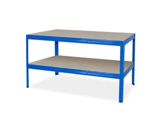 montagetafel,HxBxD 900x1500x600mm,blad hout,4voeten RAL5010,legbord - 1