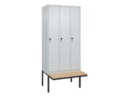 locker met bank,HxBxD 2120x900x815mm,3vak,vak B 300mm,draaigrendel