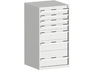 ladekast HxBxD 1200x650x650mm 7laden romp RAL7035 front RAL7035 - 1
