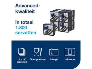 Tork 470404 Dinnerservet 2-laags Advanced 1/8 vouw Zwart 12x150 stuks - 4