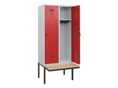 locker met bank,HxBxD 1950x800x815mm,2vak,vak B 400mm,draaigrendel