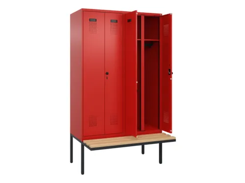 locker met bank,voor scheiding van kleding,HxBxD 2120x1200x815mm,4vak