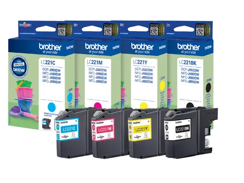 Brother LC-221 Inktcartridge Set Zwart + 3 Kleuren