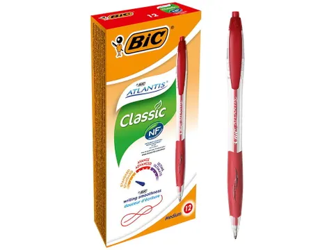 Balpen Bic Atlantis classic grip clic medium rood