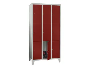 lockerkast,HxBxD 1850x900x500mm,3x3vakken,RAL7035,front RAL3000 - 2