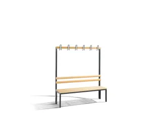 Omkleedbank L 1500Mm Houten Zitlatten Enkelzijdige Hakenlijst Ral7021 - 1