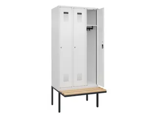 locker met bank,HxBxD 2120x900x815mm,3vak,vak B 300mm,cilinderslot - 1