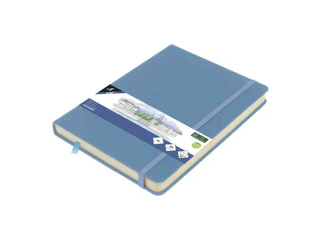 Schetsboek Kangaro A5 sky blue PU HC 80 vel 140gr roomwit met elastiek