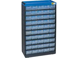 magazijnkast HxBxD 525x300x135mm 50laden behuizing zwart/blauw