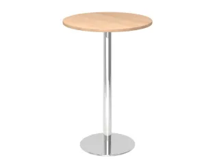 statafel,HxØ 1116x800mm,rond,schotelvoet chroom,ronde buis,blad eiken - 1
