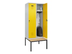 locker met bank,HxBxD 2120x800x815mm,2vak,vak B 400mm,draaigrendel