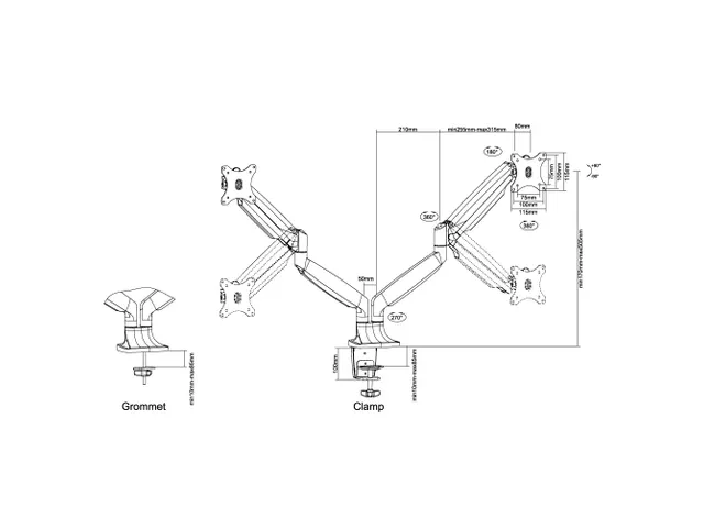 Newstar Monitorarm 2 Schermen 32 Inch Gasveer Wit