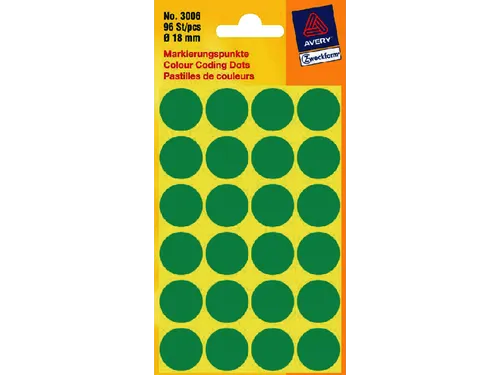 Etiket Avery Zweckform 3006 Rond Ø18mm Groen 96 Stuks