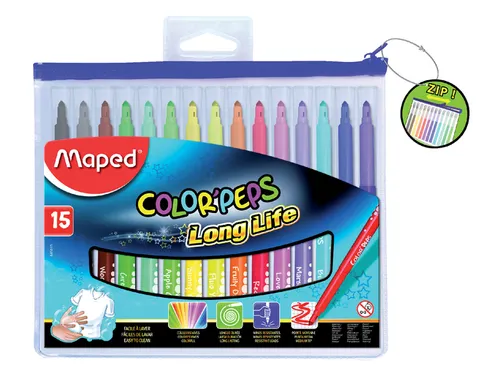Viltstift Maped Color'Peps Long Life set à 15 kleuren