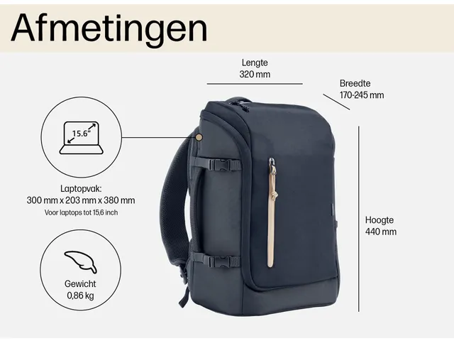 HP Travel laptop backpack 15.6 inch Blue Night 25 L