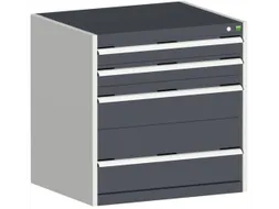 ladekast HxBxD 800x800x750mm 4laden romp RAL7035 front RAL7016