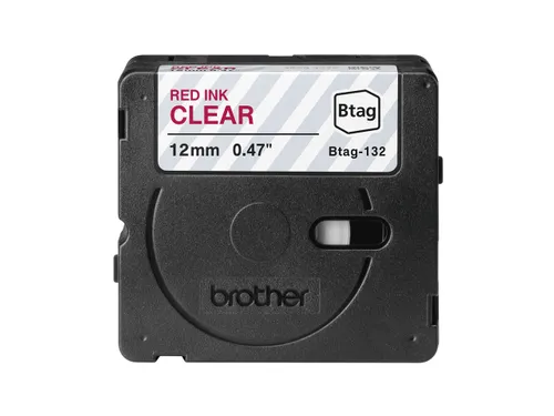 Brother BTAG-132 labelprinter tape Rood op transparant
