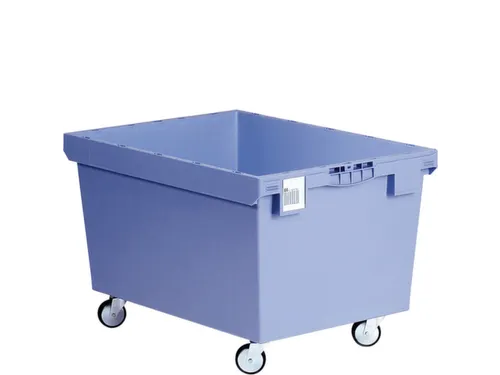 Mobiele Opslagbak Hoekig Pp 423x800x600mm 114 liter Open Wielen Blauw
