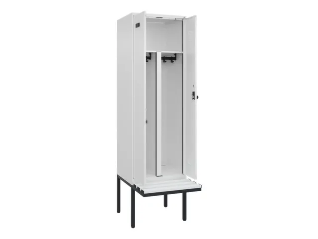 PBM-locker met bank,HxBxD 2120x600x815mm,2vak,vak B 300mm,draaigrendel