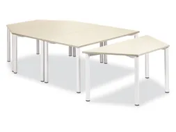 Tafel Ronde Buis Blad Halfrond Hxbxd 72x160x80cm Esdoorn 4voeten Alu
