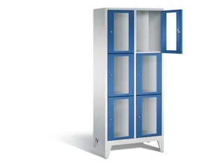 lockerkast 1850x810x500mm 2x3 vakken Cilinderslot Poten, RAL5010 - 1