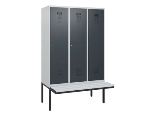locker met bank,HxBxD 1950x1200x815mm,3vak,vak B 400mm,cilinderslot