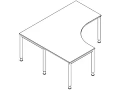 Bureau in vrije vorm 1800x1600mm Links vierkant poot Zwart, Zwart blad