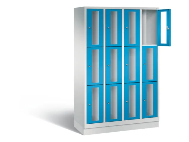 Lockerkast 1800x1190x500mm 4x3 vakken Cilinderslot, Sokkel, RAL5012