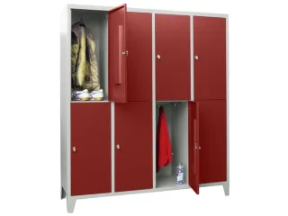 lockerkast,HxBxD 1850x1600x500mm,4x2vakken,RAL7035,front RAL3000 - 2