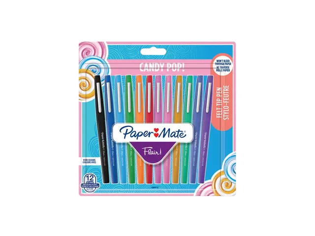 Fineliner Paper Mate Flair Candy Pop 0.7mm blister à 12 kleuren
