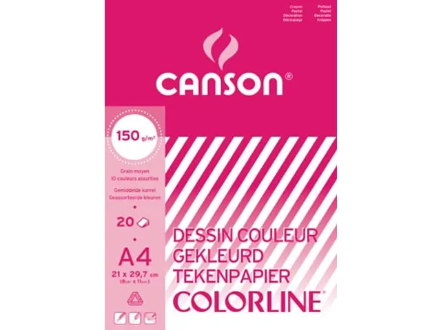 Canson Gekleurd Tekenpapier Colorline A4 Assorti 20 Blad