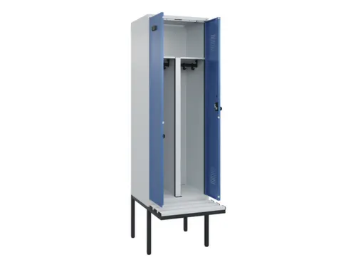 PBM-locker met bank,HxBxD 2120x600x815mm,2vak,vak B 300mm,draaigrendel