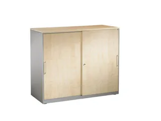 Schuifdeurkast Hxbxd 915x1200x440mm 2oh Blank Aluminium/esdoorn - 1