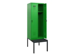 locker met bank,HxBxD 1950x600x815mm,2vak,vak B 300mm,draaigrendel - 1