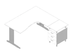 Bureauset Bureau Staand Ladeblok Rechts 730x1600x1650mm Wit
