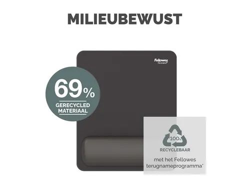 Muismat met polssteun Fellowes Breyta zwart 20x24cm