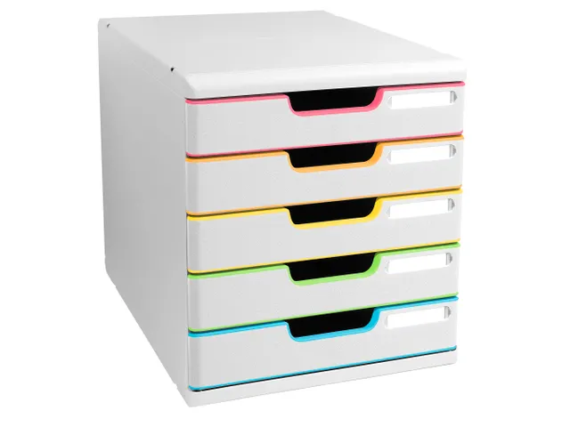 Ladenbox Modulo A4 5 Gesloten Laden Black Office Wit/Harlekijn