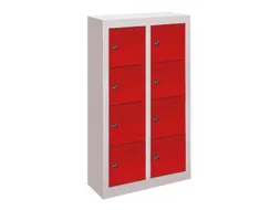 lockerkast,HxBxD 815x460x200mm,2x4vakken,RAL7035,front RAL6011