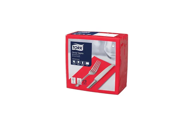 Tork 477609 Soft Dinnerservet Advanced Rood 39x39cm 1/8 vouw